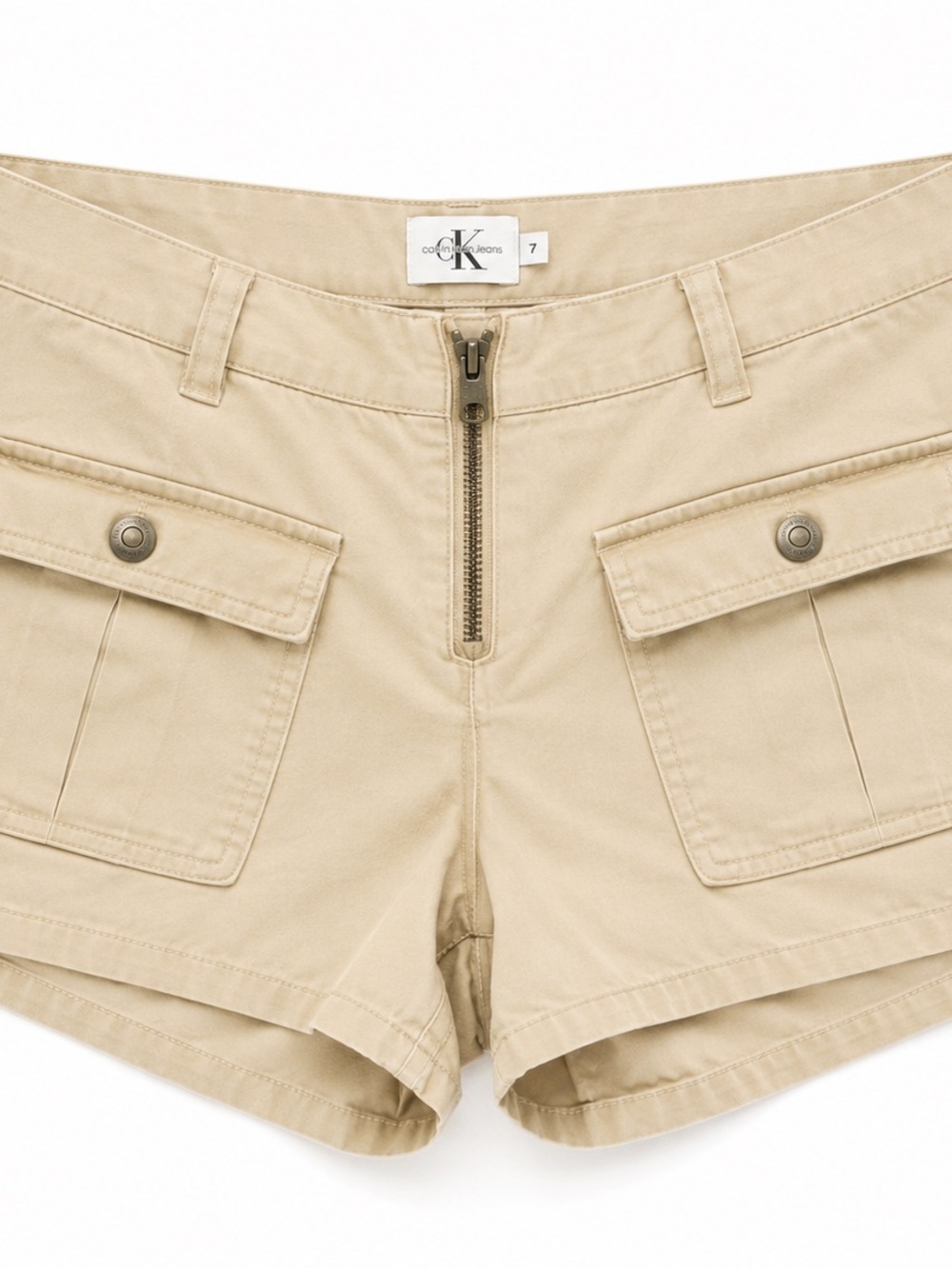 Vintage Y2K Calvin Klein Jeans Khaki Cargo Shorts Size 7 31” Waist - Picture 2 of 7